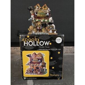 VTG Spooky Hollow Halloween Lighted Village House Porcelain Nursery‎ CIB